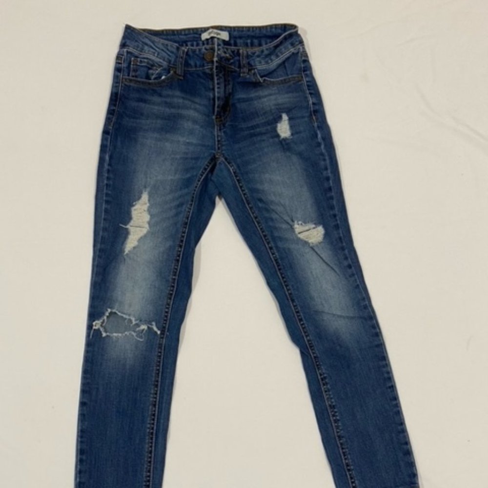 Blue Distressed Ripped Jeans